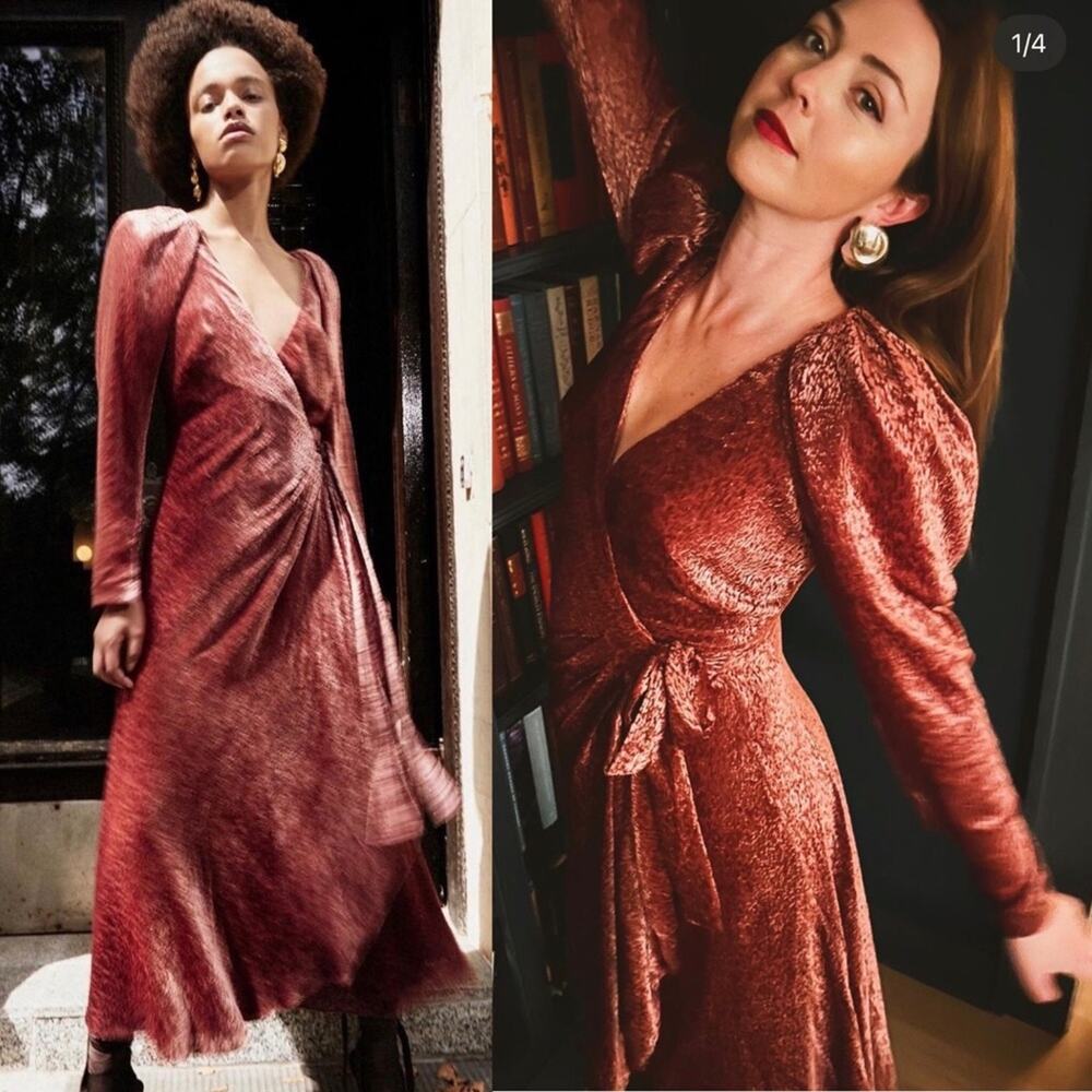 NWT Tanya Taylor Laureen Pink Velvet Maxi Dress